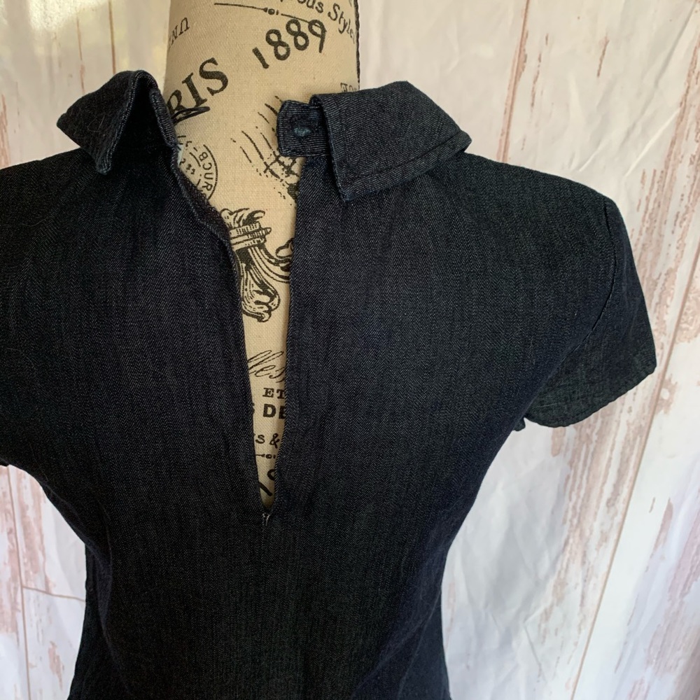 Zara Basic Chambray Short Sleeve Shift Dress Xs - image 6
